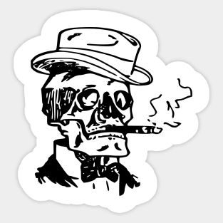 Skeleton Skull Top Hat Smoking Cigar Sticker